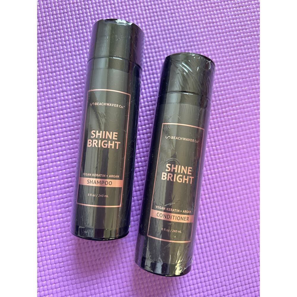 New Beachwaver Shine Bright Shampoo & Conditioner Vegan Keratin Argan Sealed Set